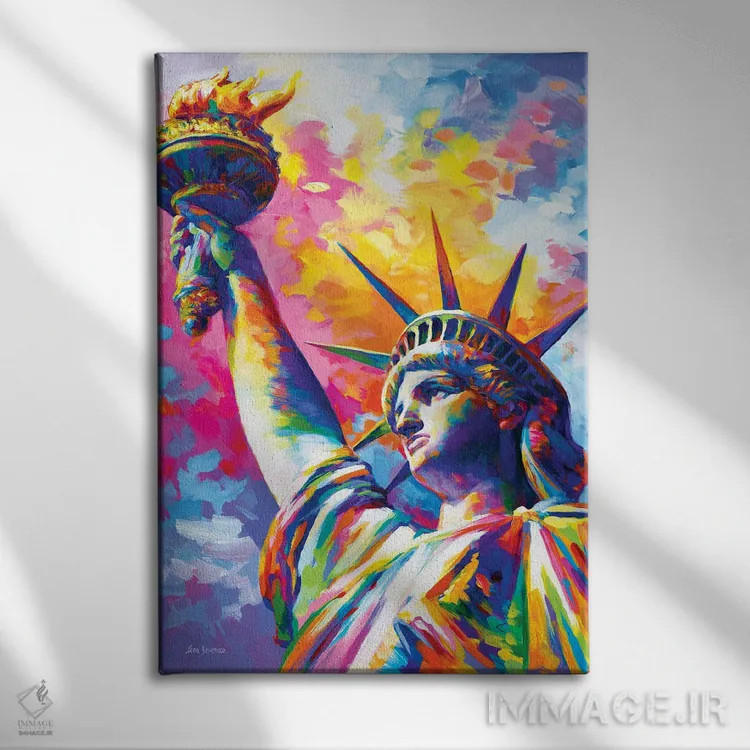 تابلو دکوراتیو New York City,تندیس آزادی، نیویورک اثر لئون دوونیس - نمای روبهرو روی دیوار