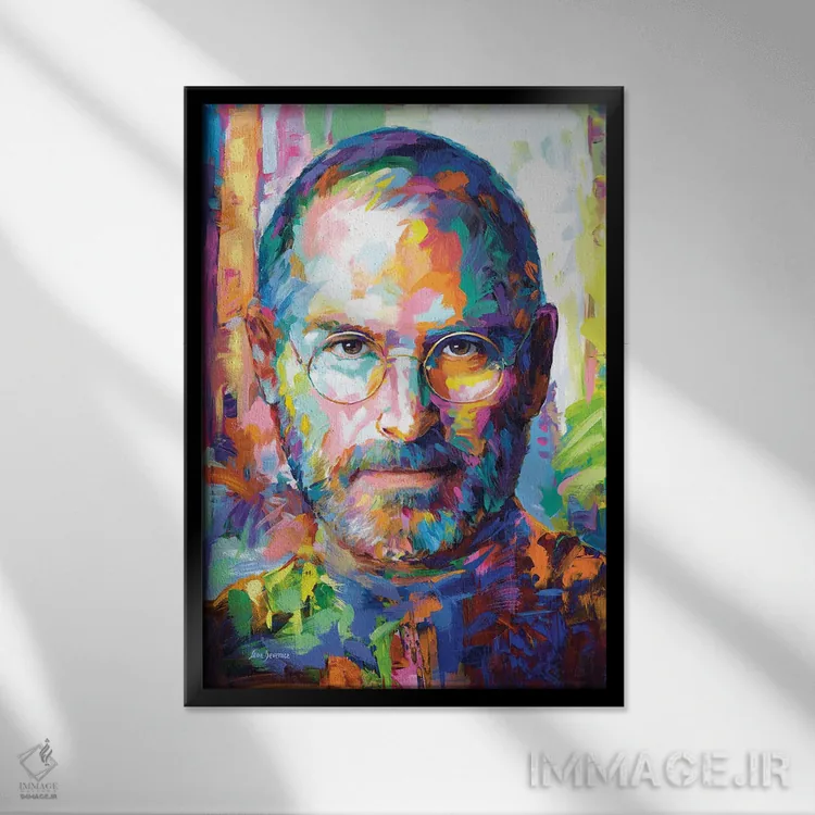 تابلو دکوراتیو استیو جابز اثر لئون دوونیس - نمای قابدار مشکی