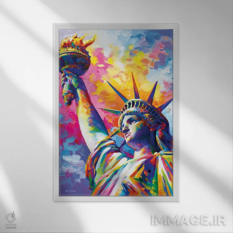 تابلو دکوراتیو New York City,تندیس آزادی، نیویورک اثر لئون دوونیس - نمای قابدار سفید