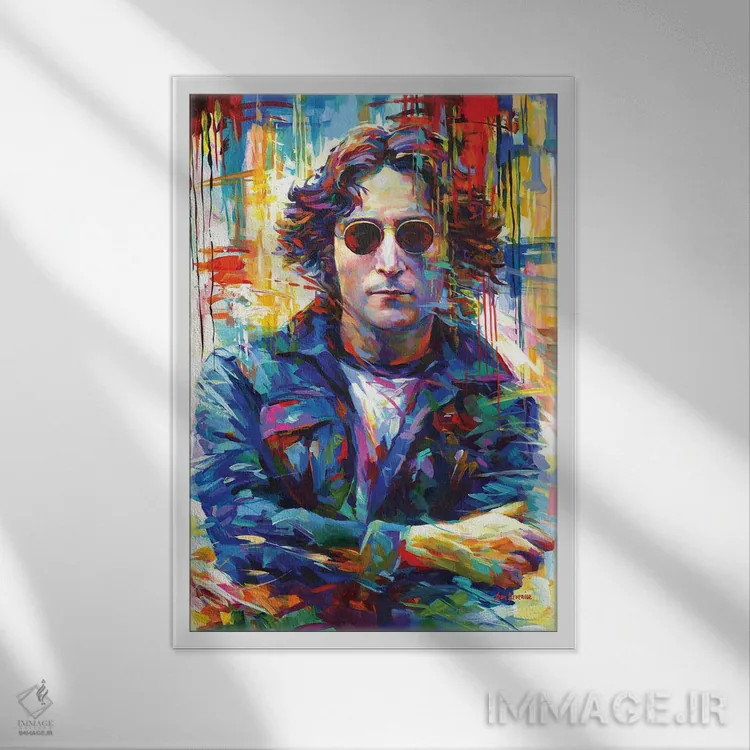 تابلو دکوراتیو جان لنون اثر لئون دوونیس - نمای قابدار سفید