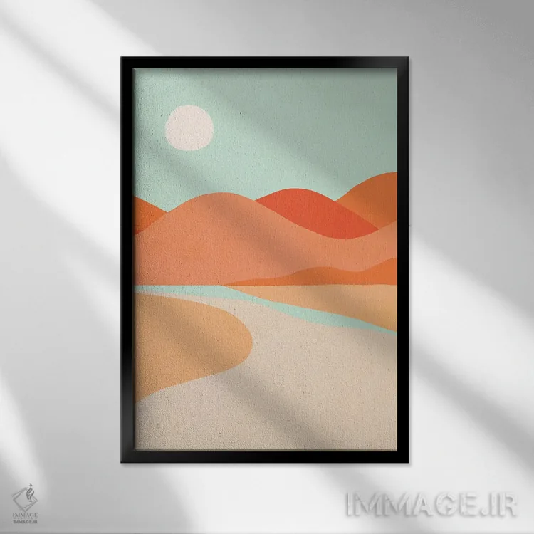 تابلو مینیمال کاکتوس غروب اثر دومینیک واری - نمای قابدار مشکی