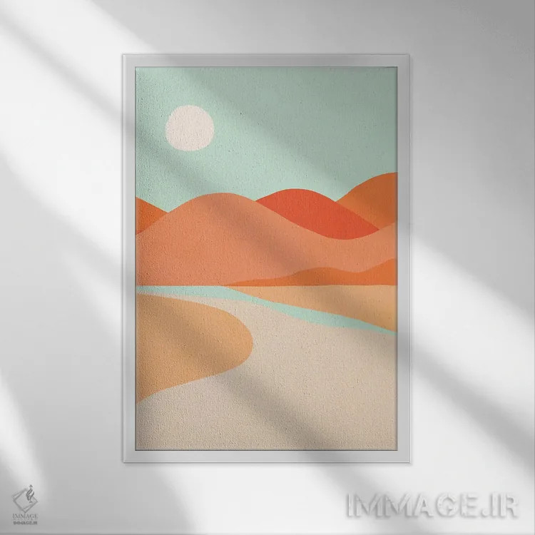 تابلو مینیمال کاکتوس غروب اثر دومینیک واری - نمای قابدار سفید