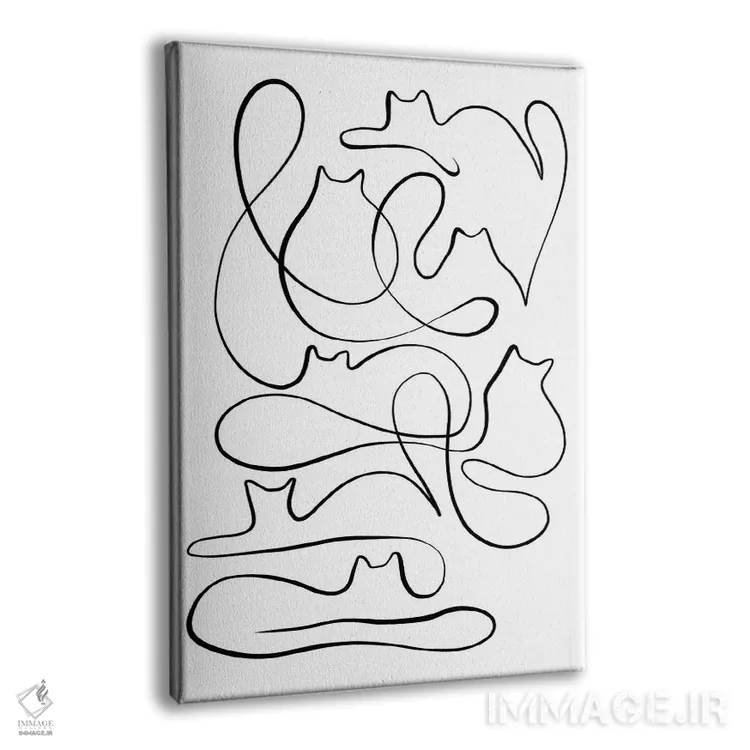 تابلو مینیمال خط نگاری سیلوئت گربه اثر دومینیک واری - نمای پرسپکتیو محصول