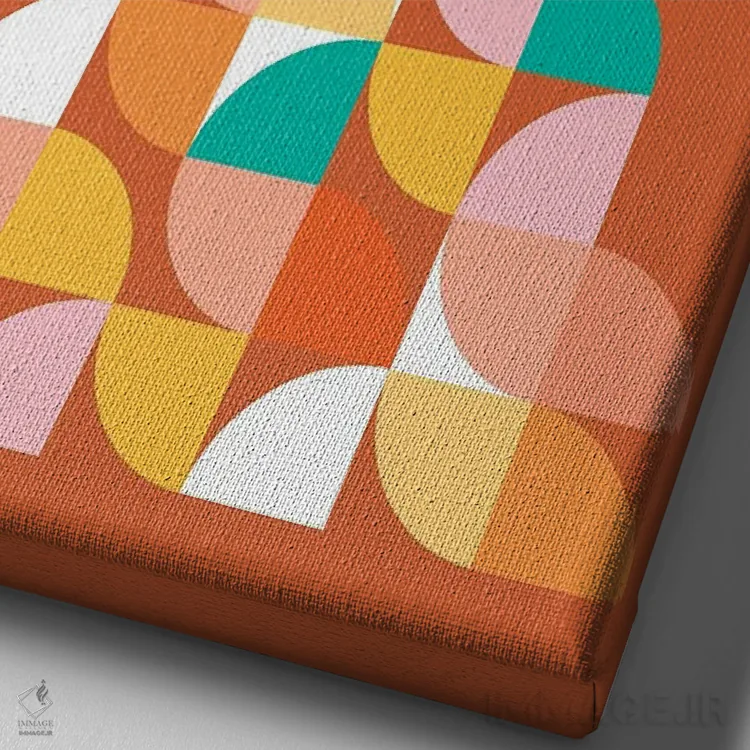 تابلو مینیمال درخت کریسمس مدرن میان قرن ۴ اثر دومینیک واری - نمای نزدیک بافت بوم