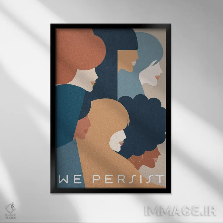 تابلو دکوراتیو قدرت دختران، ما ایستادگی می کنیم اثر دومینیک واری - نمای قابدار مشکی