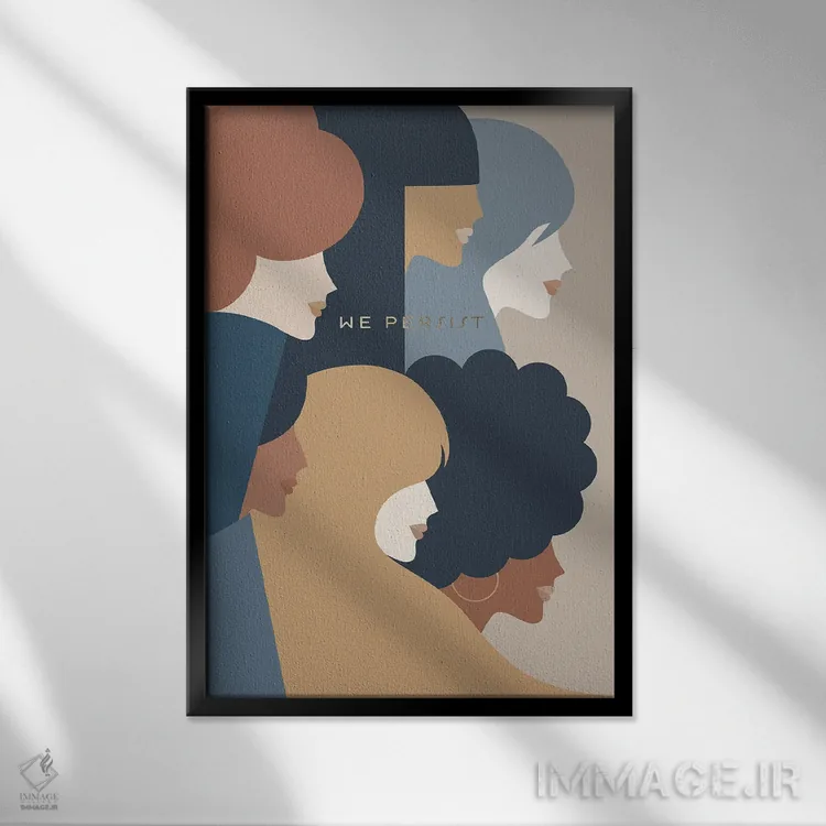 تابلو دکوراتیو قدرت دختران، ما ایستادگی می کنیم اثر دومینیک واری - نمای قابدار مشکی