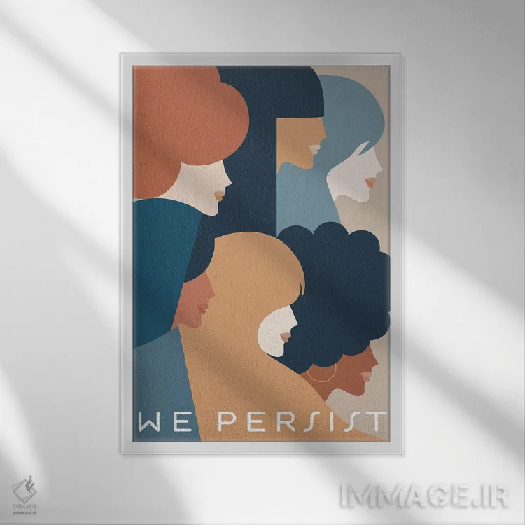 تابلو دکوراتیو قدرت دختران، ما ایستادگی می کنیم اثر دومینیک واری - نمای قابدار سفید