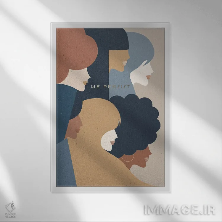 تابلو دکوراتیو قدرت دختران، ما ایستادگی می کنیم اثر دومینیک واری - نمای قابدار سفید