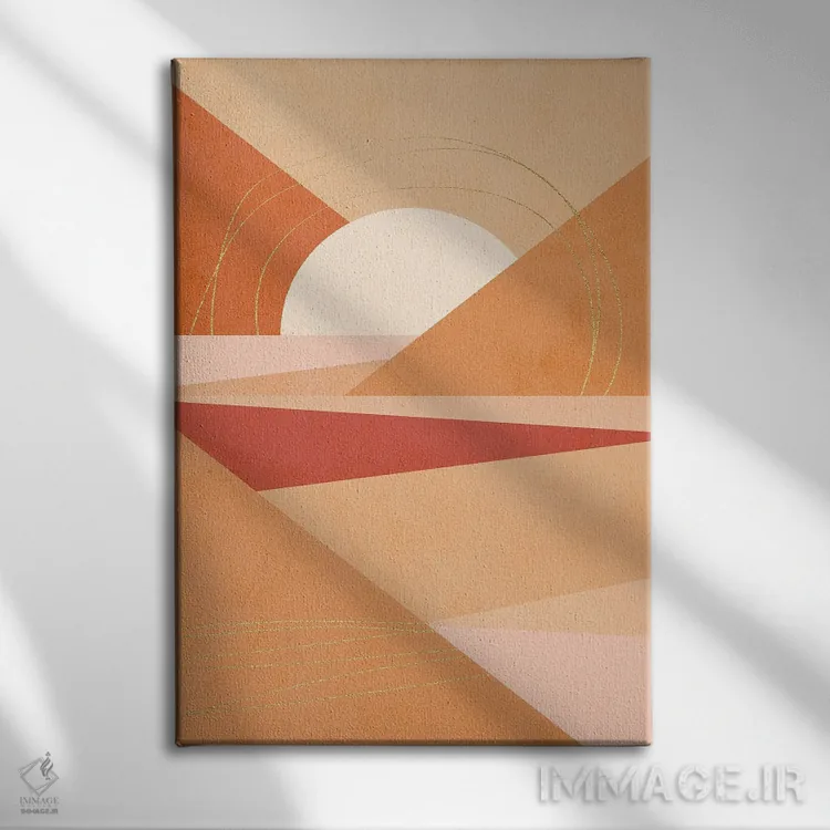 تابلو انتزاعی هندسه مدرن میان قرن ۴ اثر دومینیک واری - نمای روبهرو روی دیوار