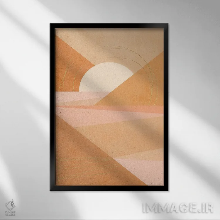 تابلو انتزاعی هندسه مدرن میان قرن ۱ اثر دومینیک واری - نمای قابدار مشکی