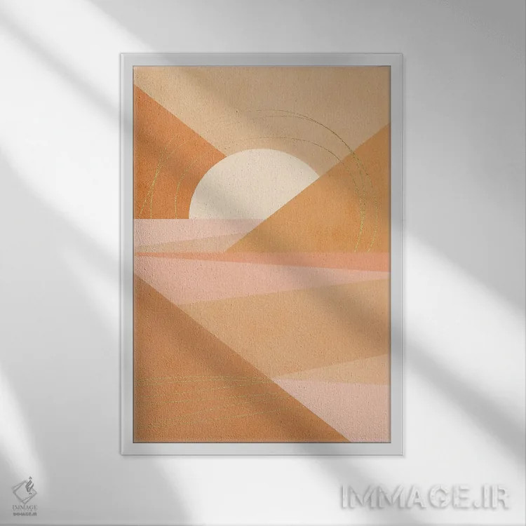 تابلو انتزاعی هندسه مدرن میان قرن ۱ اثر دومینیک واری - نمای قابدار سفید