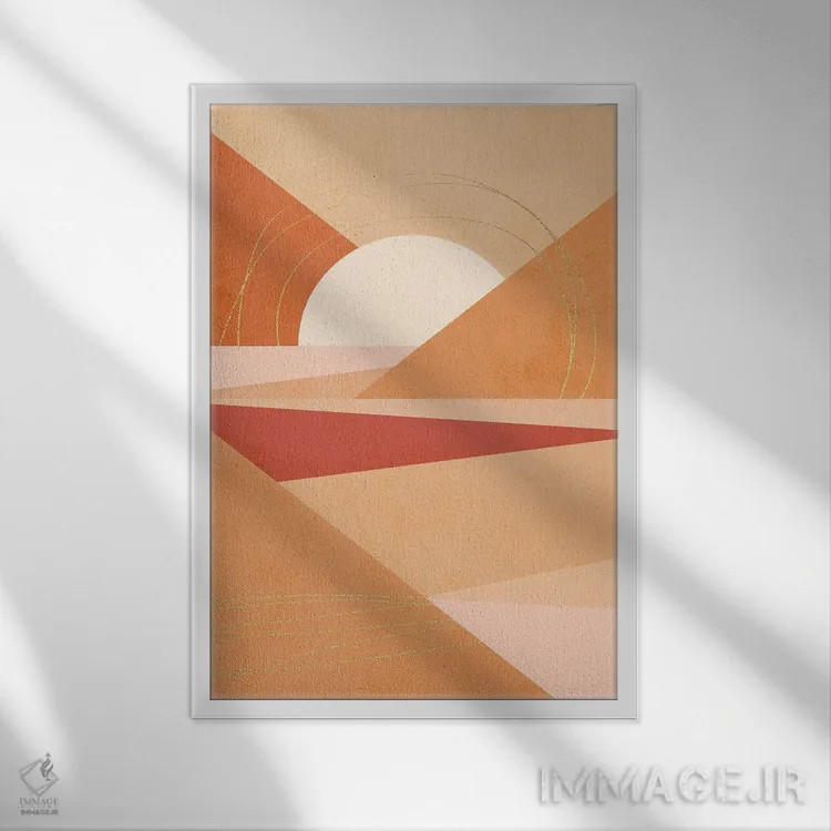تابلو انتزاعی هندسه مدرن میان قرن ۴ اثر دومینیک واری - نمای قابدار سفید