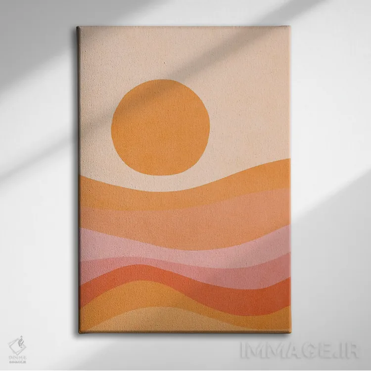 تابلو انتزاعی غروب تابستان طلایی مدرن میان قرن اثر دومینیک واری - نمای روبهرو روی دیوار