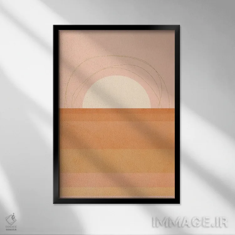 تابلو انتزاعی هندسه مدرن میان قرن ۳ اثر دومینیک واری - نمای قابدار مشکی