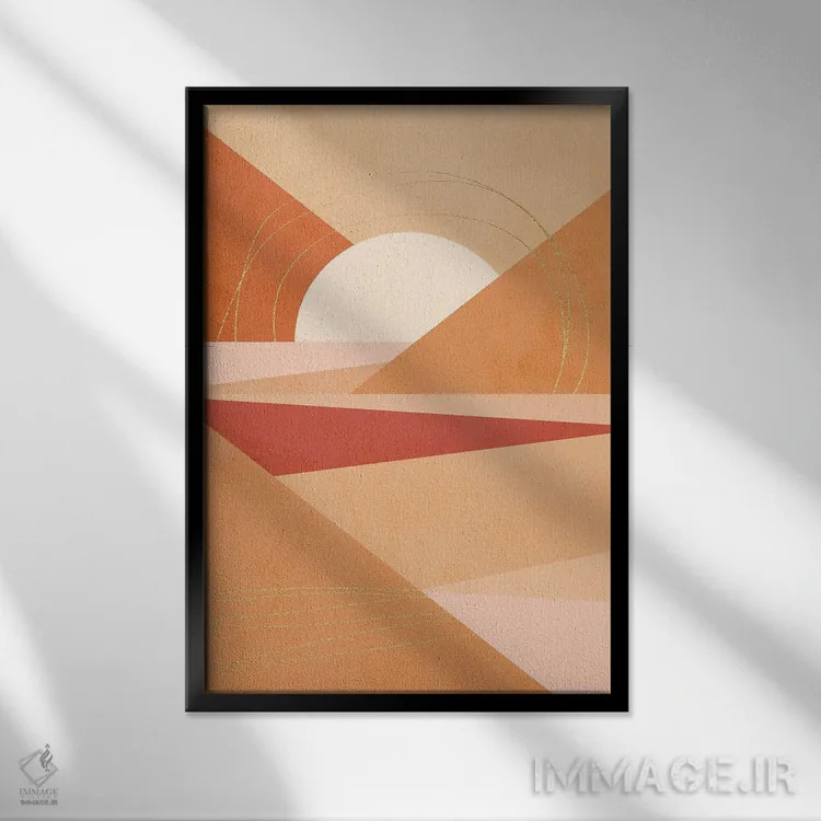 تابلو انتزاعی هندسه مدرن میان قرن ۴ اثر دومینیک واری - نمای قابدار مشکی