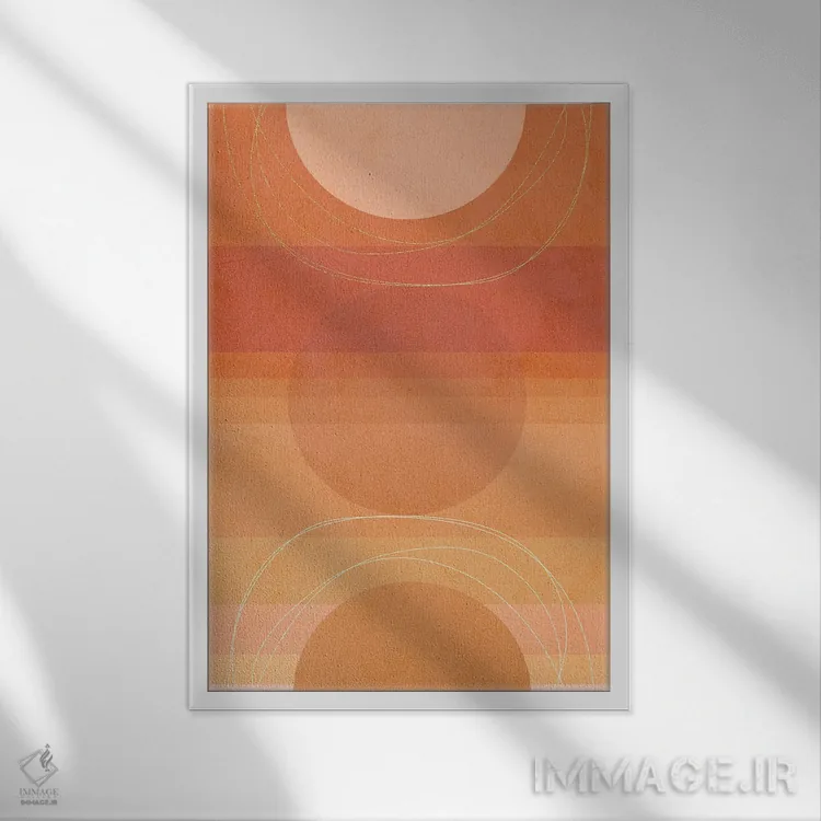 تابلو انتزاعی هندسه مدرن میان قرن ۵ اثر دومینیک واری - نمای قابدار سفید