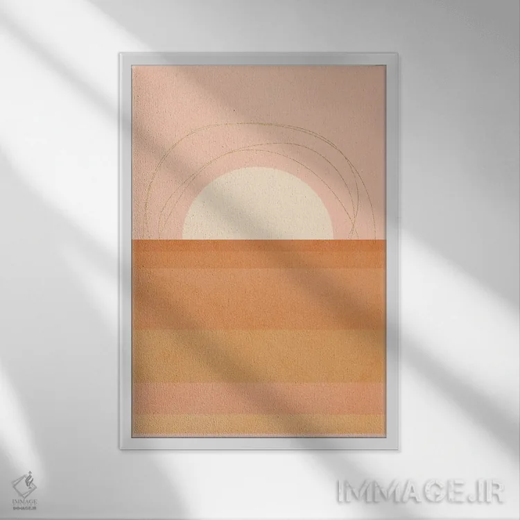 تابلو انتزاعی هندسه مدرن میان قرن ۳ اثر دومینیک واری - نمای قابدار سفید