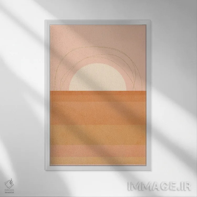 تابلو انتزاعی هندسه مدرن میان قرن ۳ اثر دومینیک واری - نمای قابدار سفید
