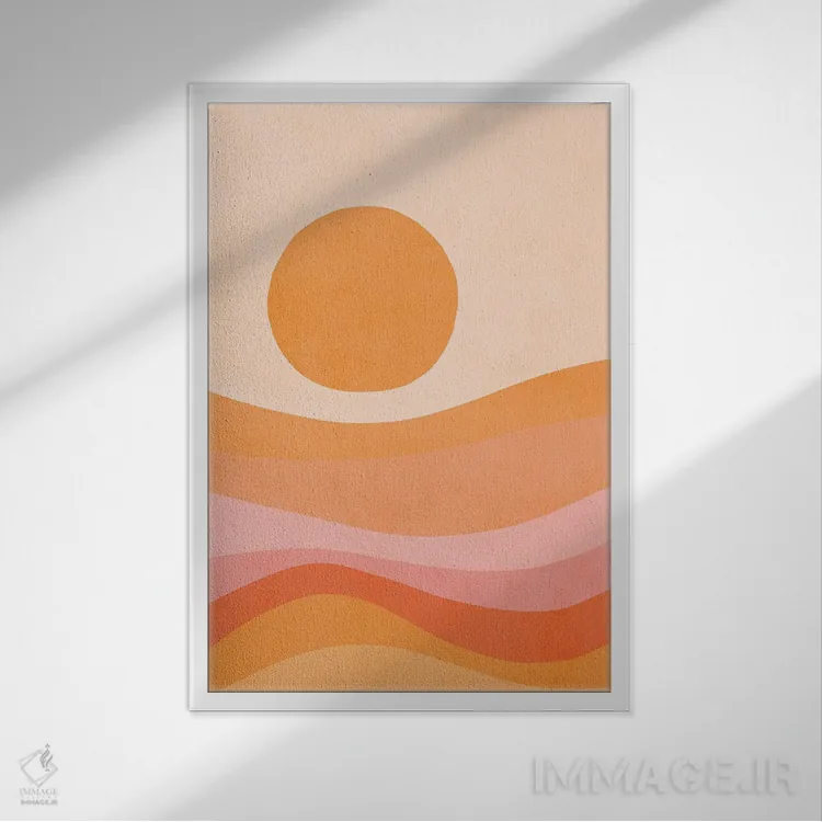 تابلو انتزاعی غروب تابستان طلایی مدرن میان قرن اثر دومینیک واری - نمای قابدار سفید