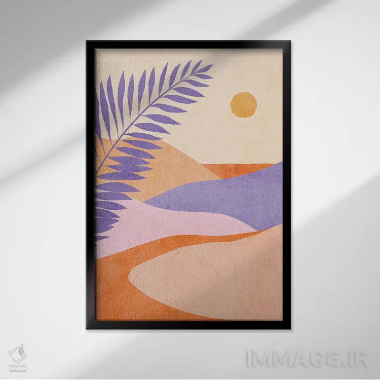 تابلو انتزاعی تابستان گرمسیری مدرن میان قرن ۴ اثر دومینیک واری - نمای قابدار مشکی