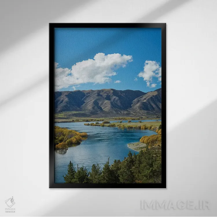 تابلو دکوراتیو خم ماهیگیران، دره وایتاکی، اوتاگو شمالی، جزیره جنوبی، نیوزیلن… اثر دیوید وال - نمای قابدار مشکی
