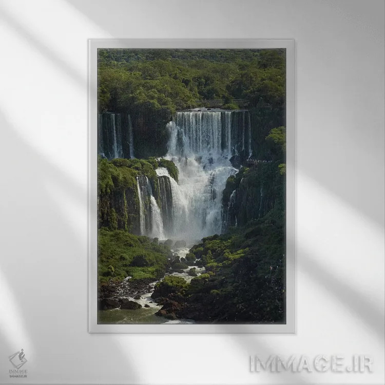تابلو دکوراتیو آبشار ایگواسو، آرژانتین، نمای سمت برزیل اثر دیوید وال - نمای قابدار سفید