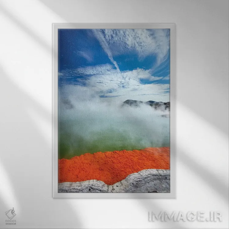 تابلو دکوراتیو حوض شامپاین، منطقه حرارتی وایوتاپو، نزدیک روتوروا، جزیره شمال… اثر دیوید وال - نمای قابدار سفید