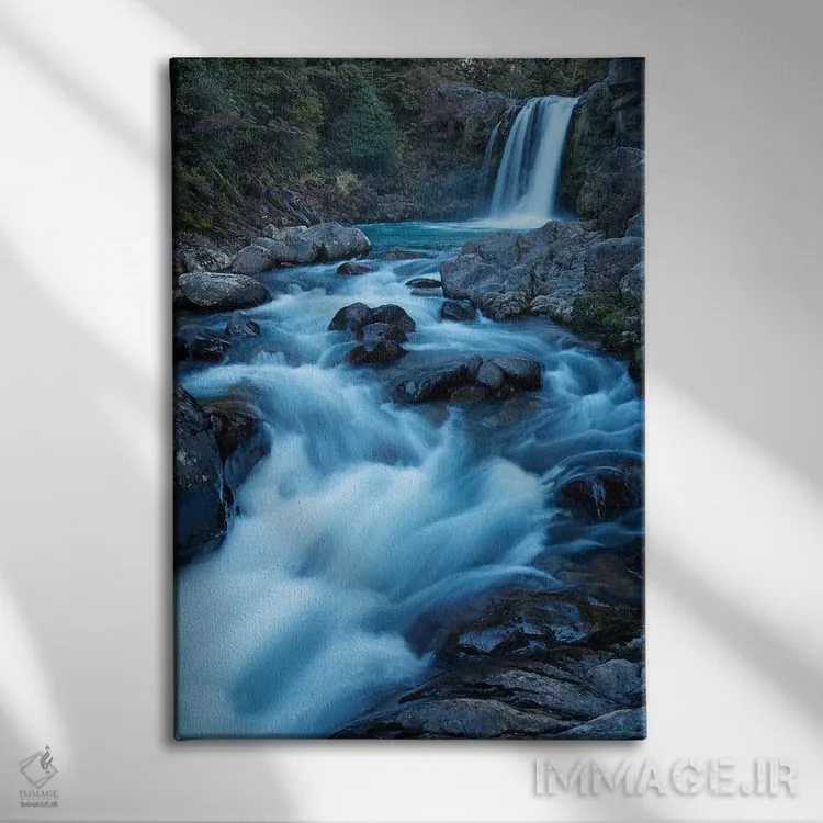 تابلو دکوراتیو آبشار تاوهائی، رودخانه واکاپاپانویی، پارک ملی تونگاریر، فلات… اثر دیوید وال - نمای روبهرو روی دیوار