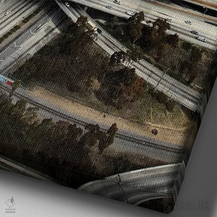 تابلو دکوراتیو نمای هوایی I، تقاطع هری پرگرسون، لس آنجلس جنوبی، کالیفرنیا، آ… اثر دیوید وال - نمای نزدیک بافت بوم