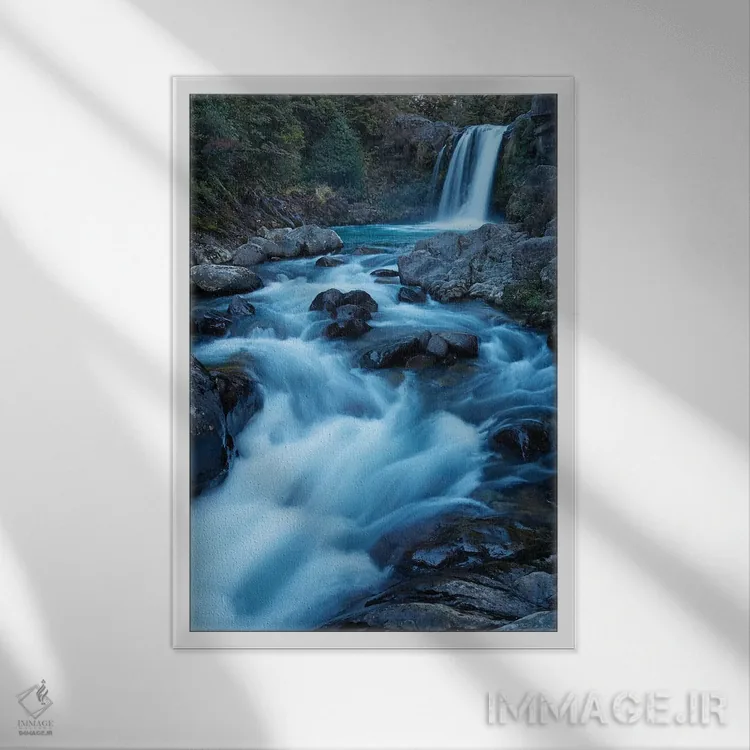تابلو دکوراتیو آبشار تاوهائی، رودخانه واکاپاپانویی، پارک ملی تونگاریر، فلات… اثر دیوید وال - نمای قابدار سفید