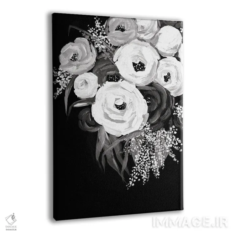 تابلو دکوراتیو طرح گل سیاه و سفید اثر داگوود پورتفولیو - نمای پرسپکتیو محصول