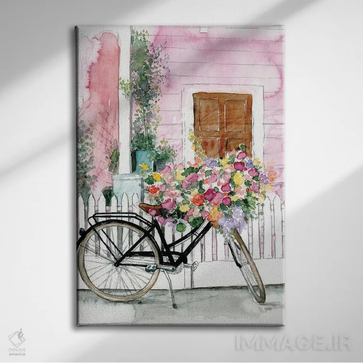تابلو دکوراتیو دوچرخه سواری بهاری اثر داگوود پورتفولیو - نمای روبهرو روی دیوار