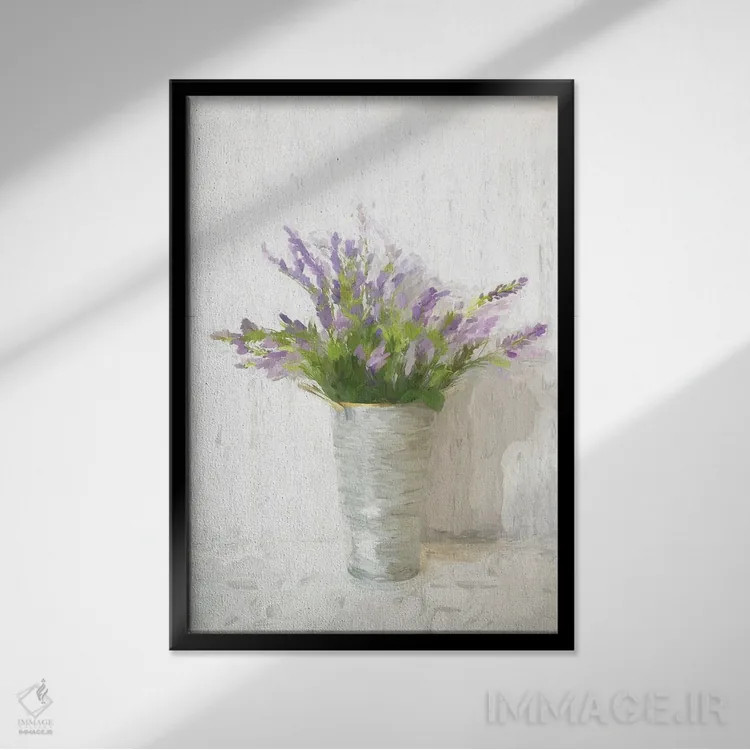 تابلو مدرن اسطوخودوس بر زمینه سفید اثر داگوود پورتفولیو - نمای قابدار مشکی