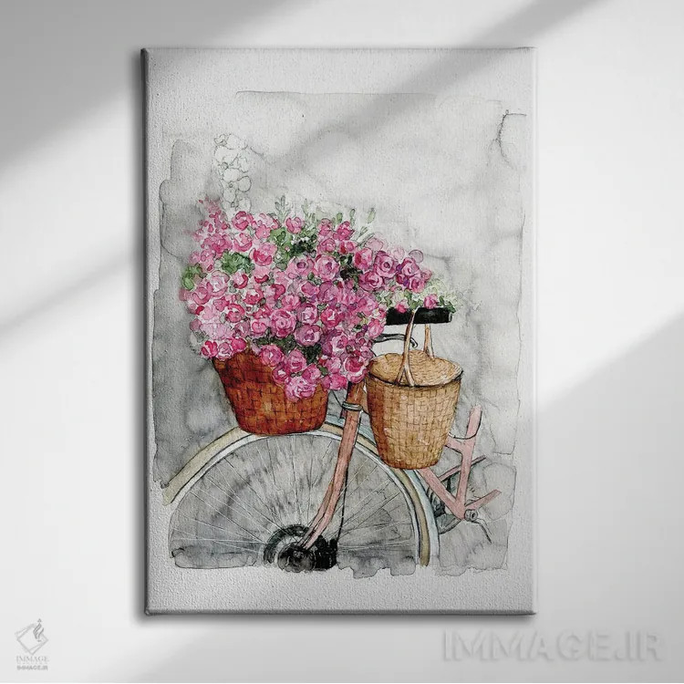 تابلو دکوراتیو دوچرخه در بهار اثر داگوود پورتفولیو - نمای روبهرو روی دیوار
