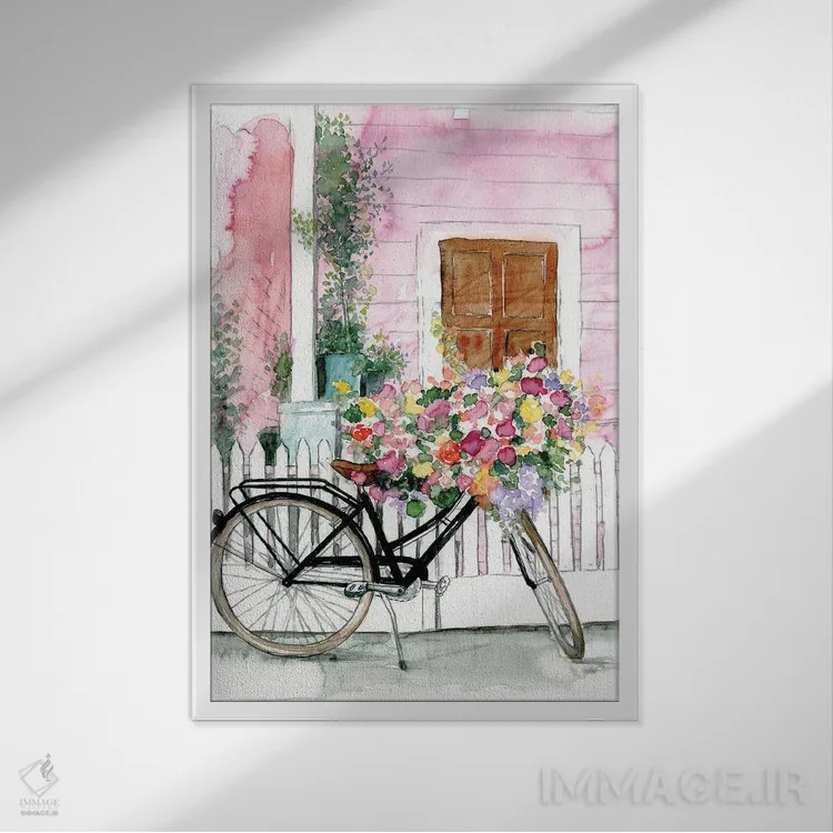 تابلو دکوراتیو دوچرخه سواری بهاری اثر داگوود پورتفولیو - نمای قابدار سفید