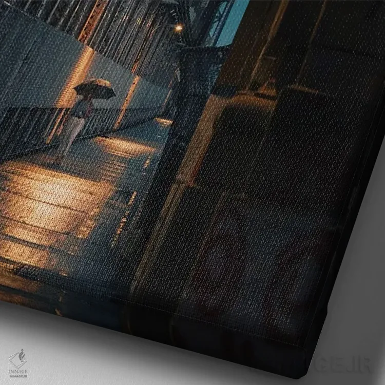 تابلو دکوراتیو قدم زنی تنها روی پل منهتن اثر دیلان واکر - نمای نزدیک بافت بوم