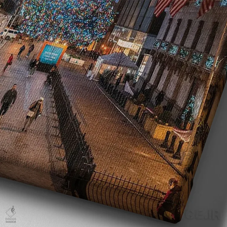 تابلو دکوراتیو کریسمس در وال استریت اثر دیلان واکر - نمای نزدیک بافت بوم
