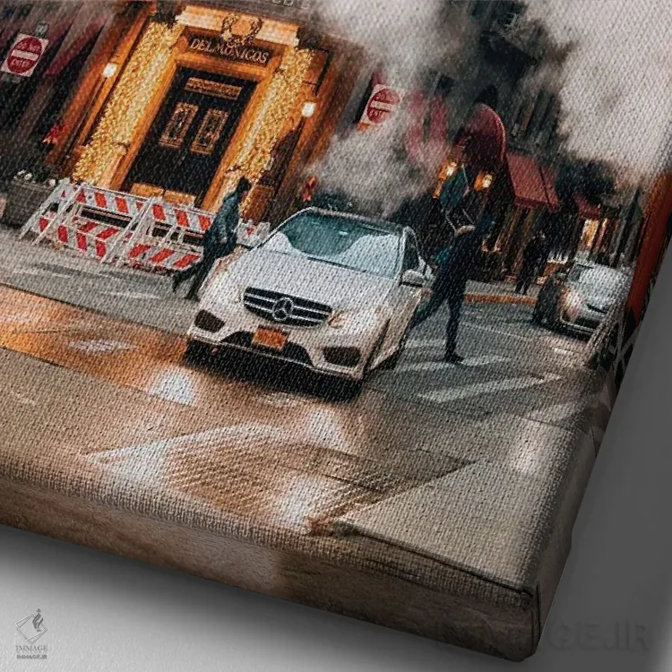 تابلو دکوراتیو یک لحظه کلاسیک نیویورکی اثر دیلان واکر - نمای نزدیک بافت بوم