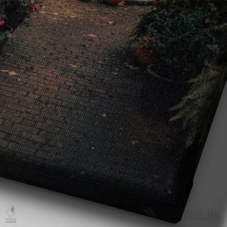 تابلو دکوراتیو حیاط گروو اثر دیلان واکر - نمای نزدیک بافت بوم