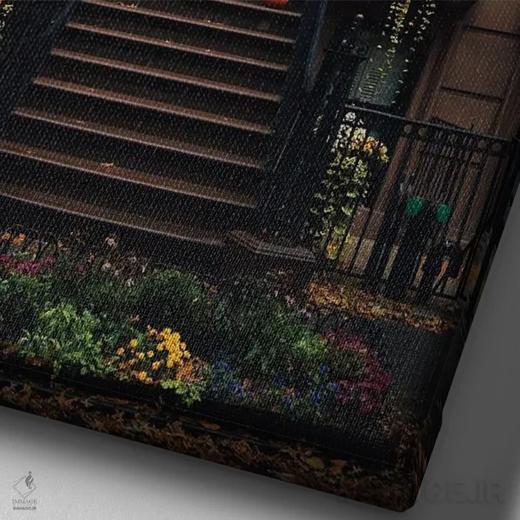 تابلو دکوراتیو پله های ورودی اکتبری بروکلین اثر دیلان واکر - نمای نزدیک بافت بوم