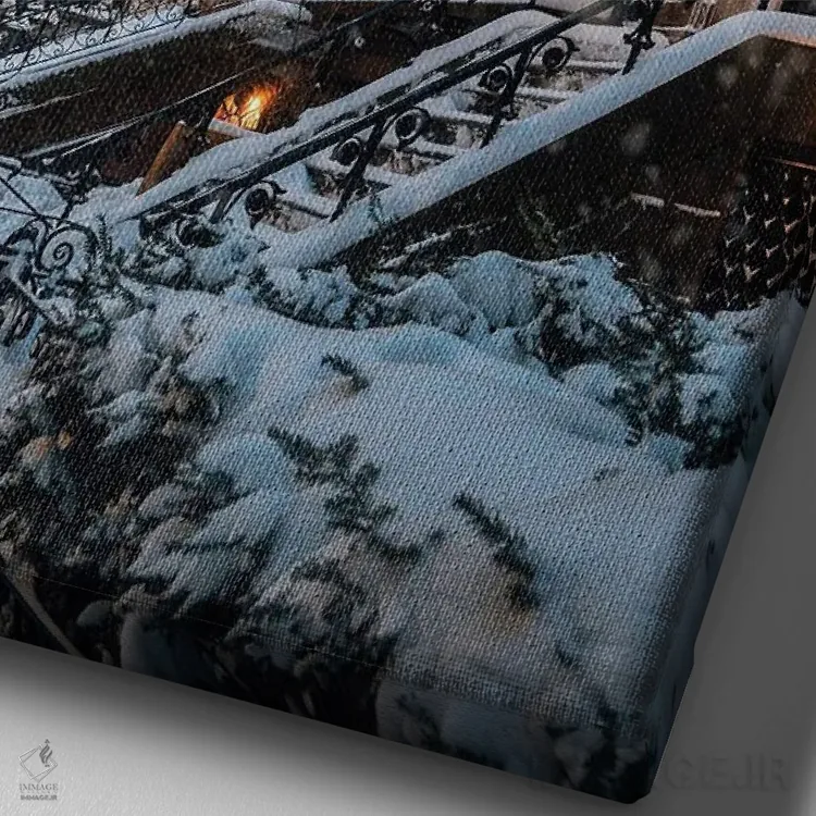 تابلو دکوراتیو شب برفی در بروکلین هایتس اثر دیلان واکر - نمای نزدیک بافت بوم