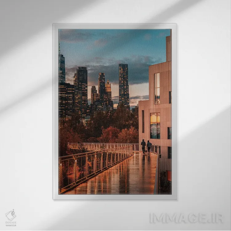 تابلو دکوراتیو غروب روی پل اسکوئیب اثر دیلان واکر - نمای قابدار سفید