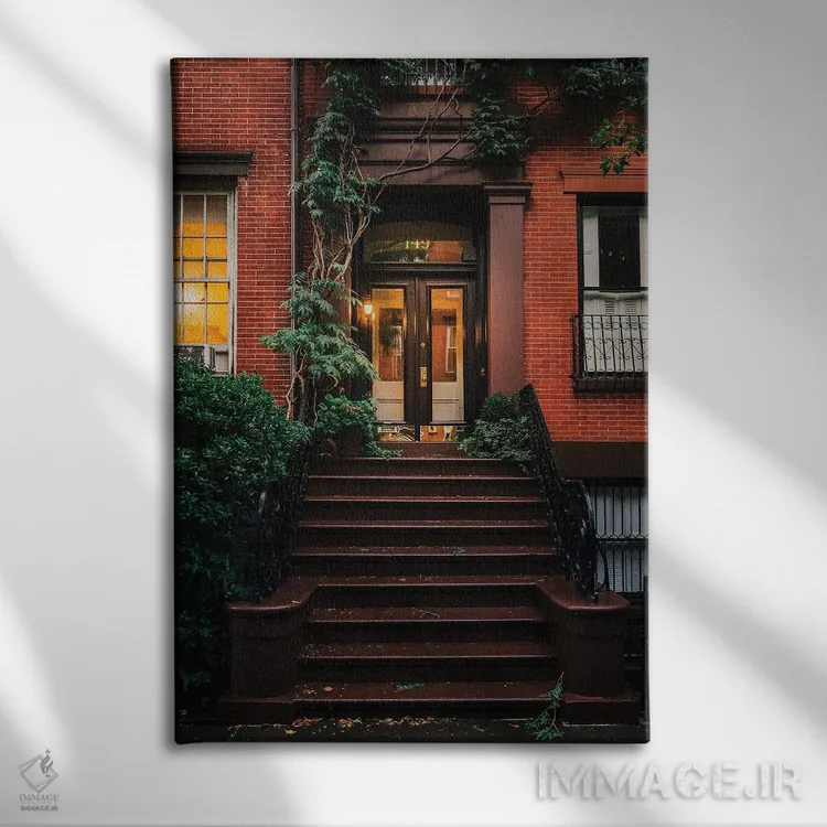 تابلو دکوراتیو پله های ورودی بهاری در بروکلین اثر دیلان واکر - نمای روبهرو روی دیوار