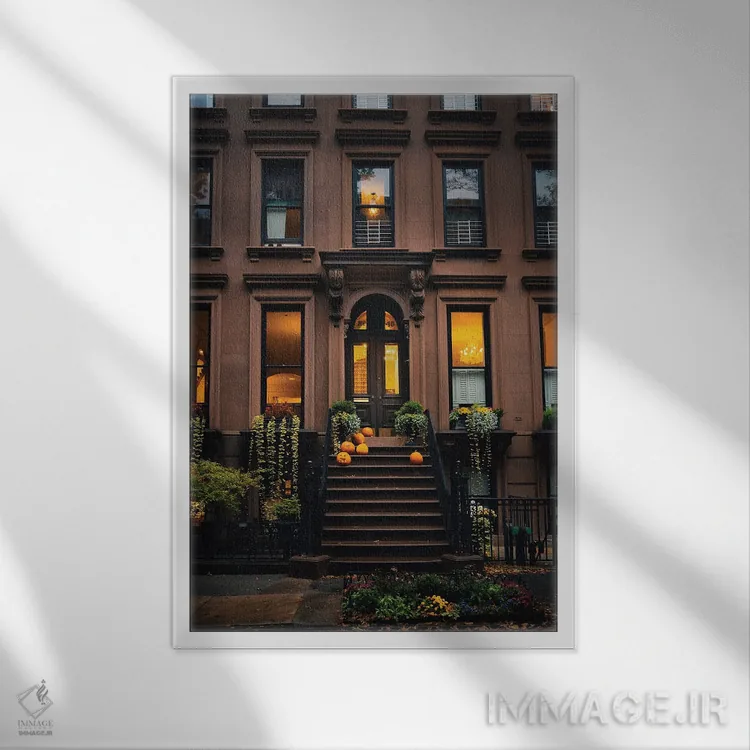 تابلو دکوراتیو پله های ورودی اکتبری بروکلین اثر دیلان واکر - نمای قابدار سفید