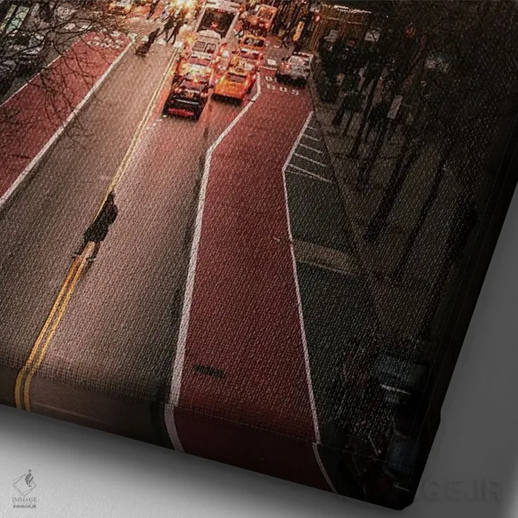 تابلو دکوراتیو غروب در میدتاون ایست اثر دیلان واکر - نمای نزدیک بافت بوم