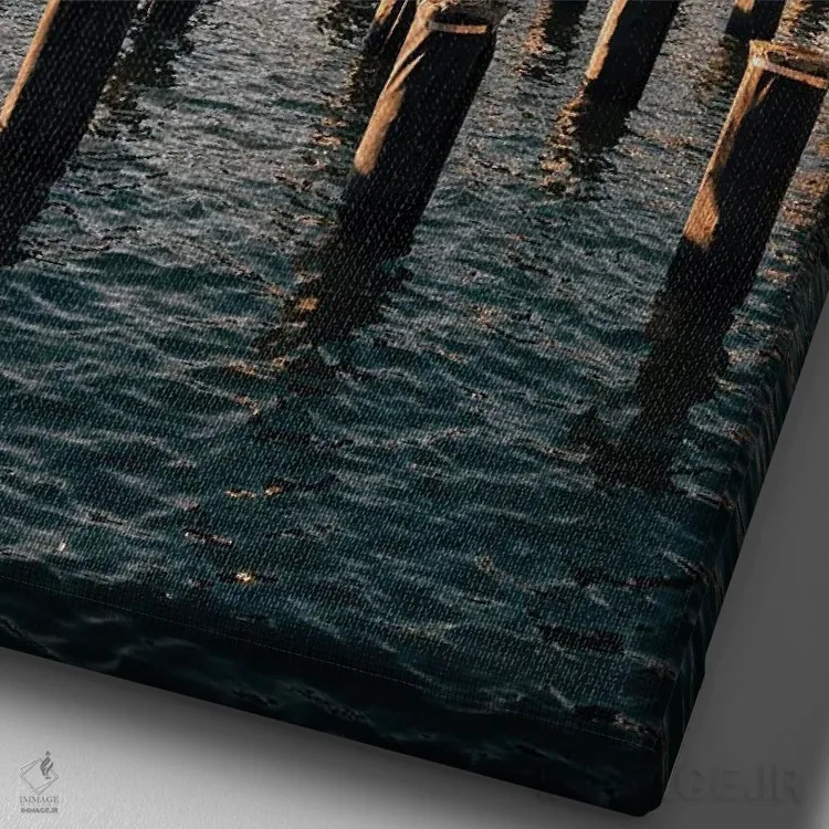 تابلو دکوراتیو غروب پاییزی بر رودخانه ایست اثر دیلان واکر - نمای نزدیک بافت بوم