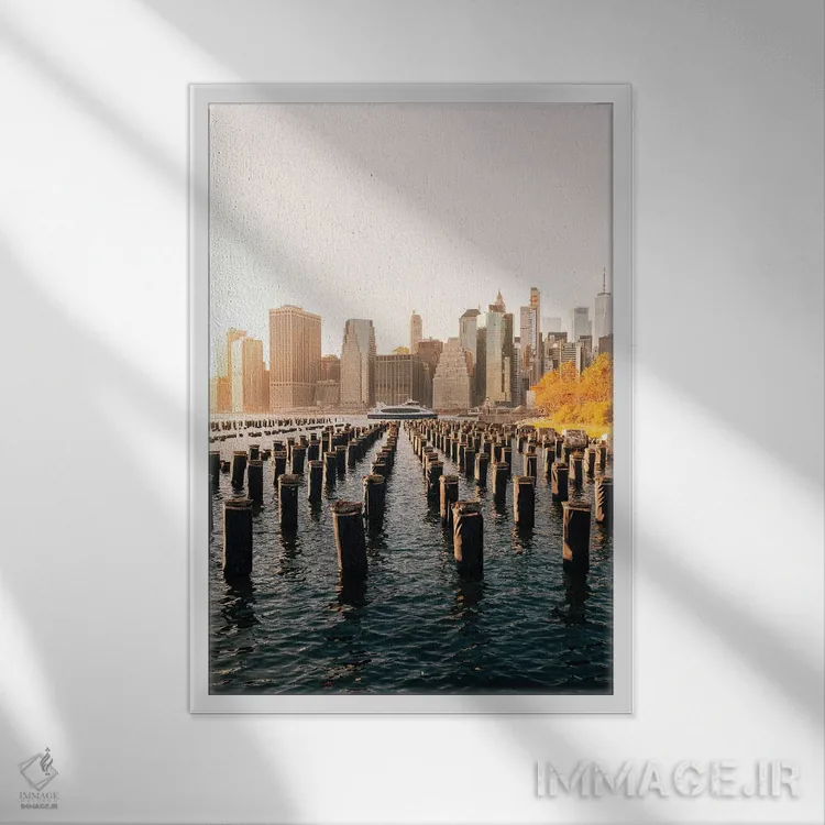 تابلو دکوراتیو غروب پاییزی بر رودخانه ایست اثر دیلان واکر - نمای قابدار سفید