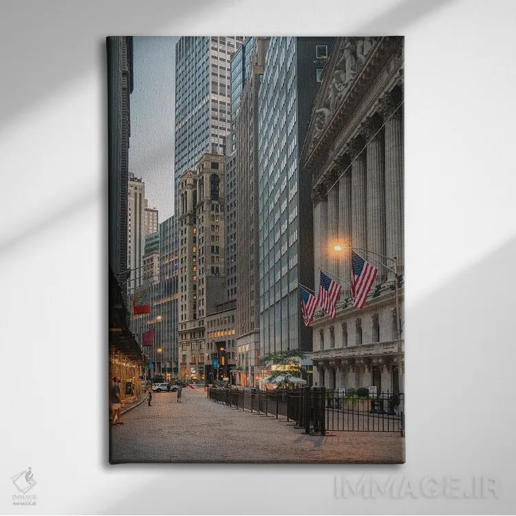 تابلو دکوراتیو شب آرام در وال استریت اثر دیلان واکر - نمای روبهرو روی دیوار