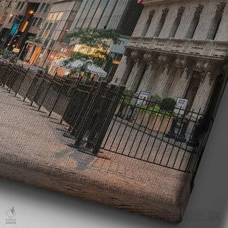 تابلو دکوراتیو شب آرام در وال استریت اثر دیلان واکر - نمای نزدیک بافت بوم