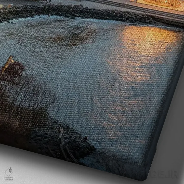 تابلو دکوراتیو غروب در دامبو اثر دیلان واکر - نمای نزدیک بافت بوم